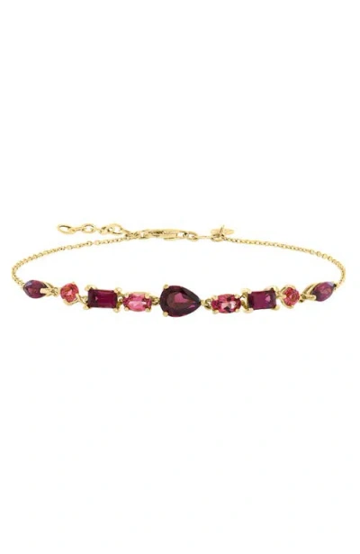 Effy 14k Yellow Gold Multi-shape Pink Gemstone Bracelet In White