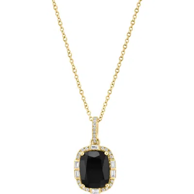 Effy 14k Yellow Gold Onyx & Diamond Pendant Necklace In Black