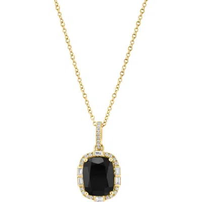 Effy 14k Yellow Gold Onyx & Diamond Pendant Necklace In Gold/black