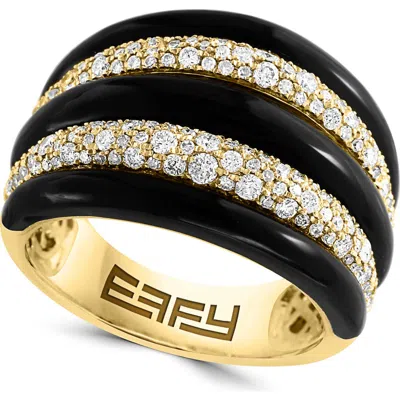 Effy 14k Yellow Gold Onyx & Diamond Ring In Black