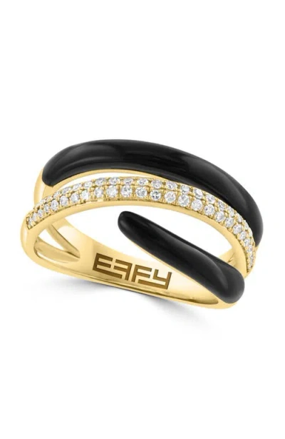 Effy 14k Yellow Gold Onyx & Pavé Diamond Wrap Ring In Multi
