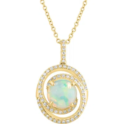 Effy 14k Yellow Gold Opal & Diamond Halo Pendant