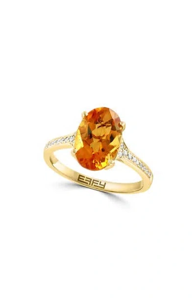 Effy 14k Yellow Gold Oval Citrine & Diamond Ring