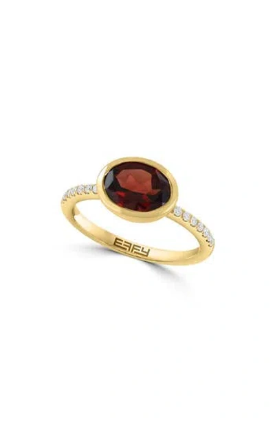 Effy 14k Yellow Gold Oval Garnet & Diamond Ring In Red