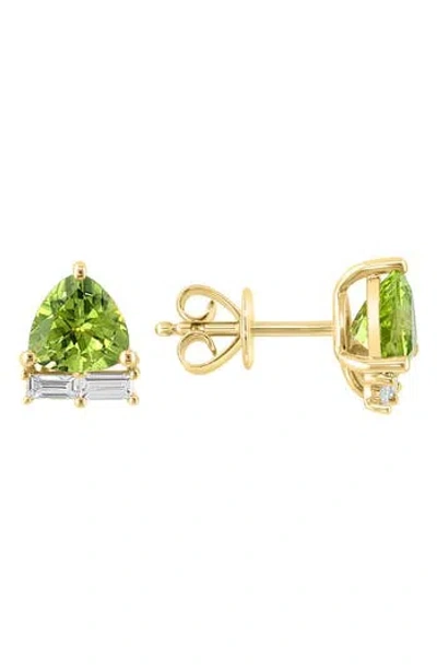 Effy 14k Yellow Gold Peridot & Diamond Stud Earrings In Yellow Gold/green