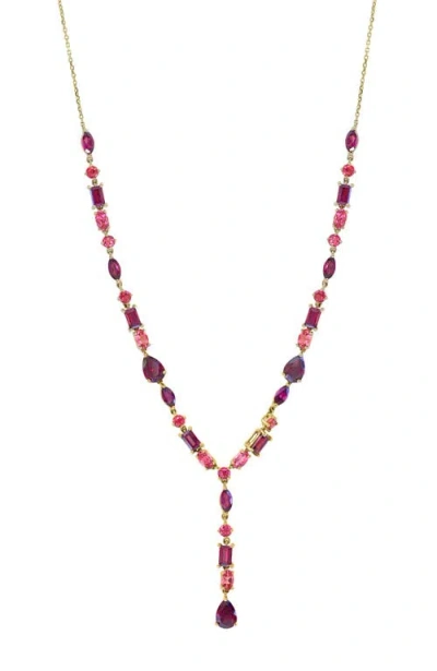 Effy 14k Yellow Gold ,rhodolite,pink Tourmaline Necklace In Brown