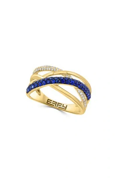 Effy 14k Yellow Gold Sapphire & Diamond Ring In Blue