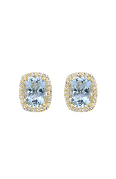 Effy 14k Yellow Gold Seaside Elegance Aquamarine Earrings In Blue
