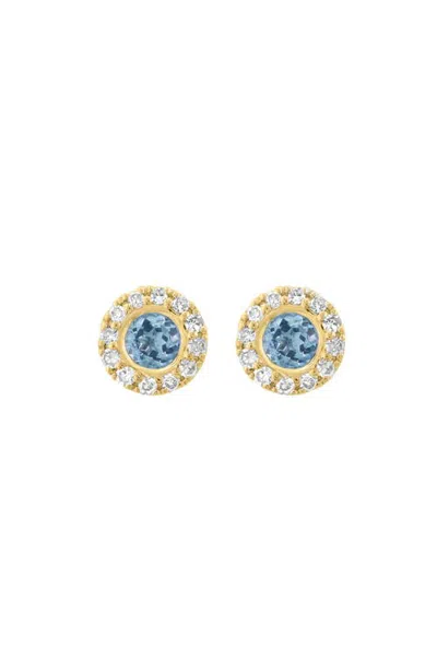 Effy 14k Yellow Gold Sky Halo Blue Topaz Earrings