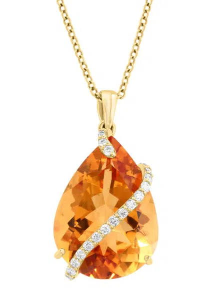 Effy 14k Yellow Gold Sunburst Citrine Pendant In Orange
