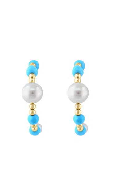 Effy 14k Yellow Gold Turquoise Tide Freshwater Pearl Bracelet In Blue