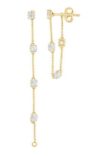 Effy 14k Yellow Gold White Topaz Linear Drop Earrings