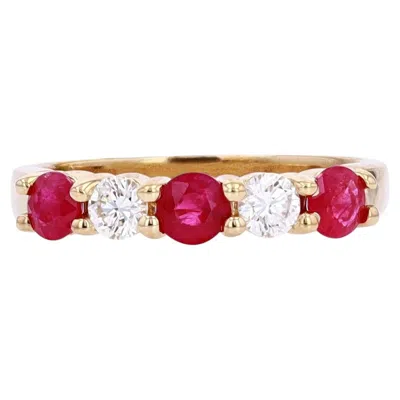 Pre-owned Effy 14k Yg  Ruby & Diamond Band In Multiple