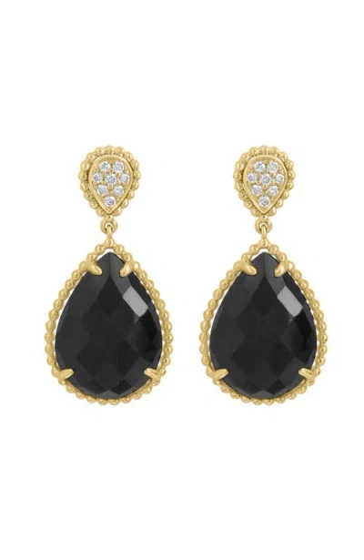 Effy 14k Yellow Gold Diamond Onyx Drop Earrings In Multi