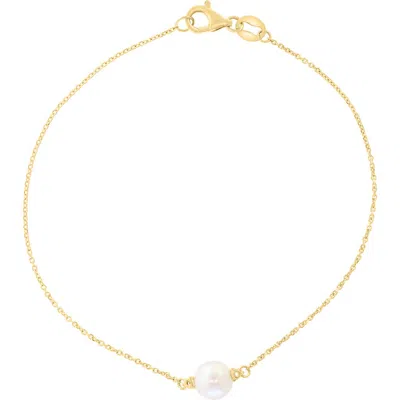 Effy 14ky ,white Topaz,fresh Water Pearl Bracelet In Gold