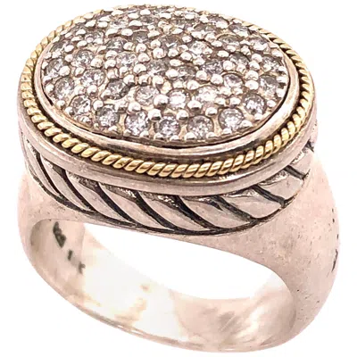 Pre-owned Effy 18 Karat Two-tone Gold  Fashion Ring With Diamonds In Multi