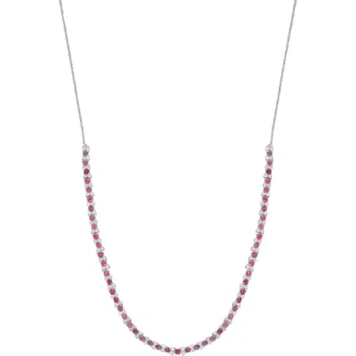 Effy 18-inch Sterling Silver Ruby And Diamond Necklace In Multi