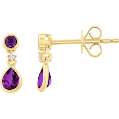 Effy 18k Gold Plated Sterling Silver Amethyst & Diamond Drop Earrings In Purple
