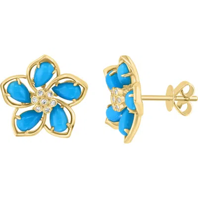 Effy 18k Gold Plated Sterling Silver Diamond Flower Stud Earrings