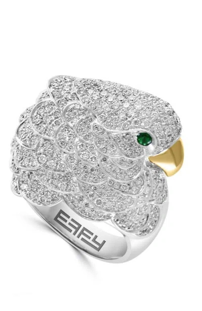 Effy 18k White & Yellow Gold Diamond, Tsavorite Ring In Red