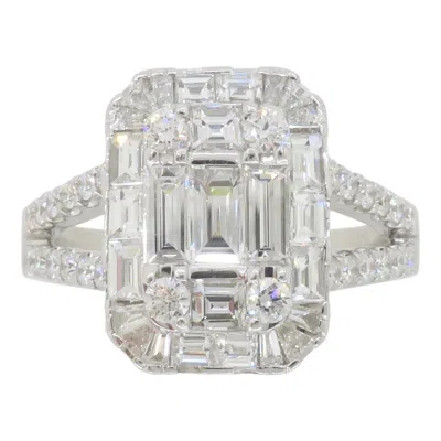 Pre-owned Effy 18k White Gold Mosaic Diamond Ring Made By