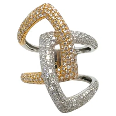 Pre-owned Effy 2.00 Carat Diamond Two-tone 14 Karat Gold Interlocking Cocktail Ring In Multiple