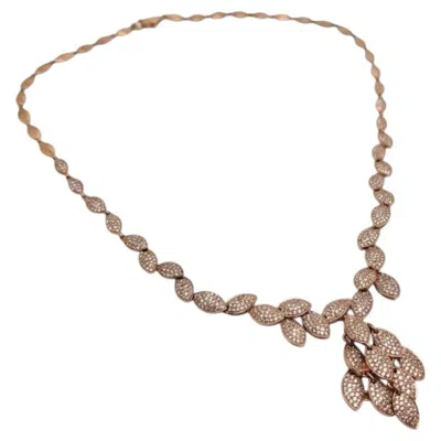 Pre-owned Effy 3 Carat Diamond Rose Gold Festoon Necklace In Red