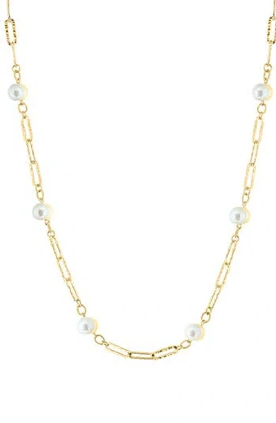 Effy 7-8mm Pearl Station Chain Neckalce In Gold