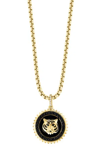 Effy 925 Gold Plated Silver Midnight Crest Onyx Pendant