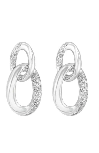 Effy 925 Silver Diamond Drop Chain Earrings In White