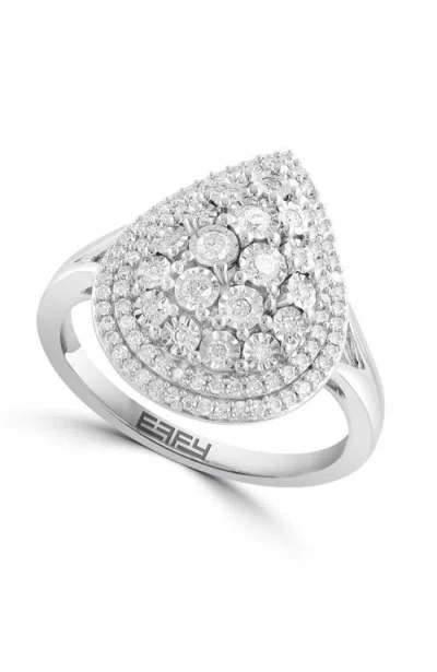 Effy 925 Silver Diamond Ring In Red