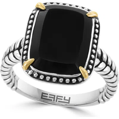 Effy 925 Sterling Silver & 18k Yellow Gold Midnight Luxe Signet Ring In Metallic