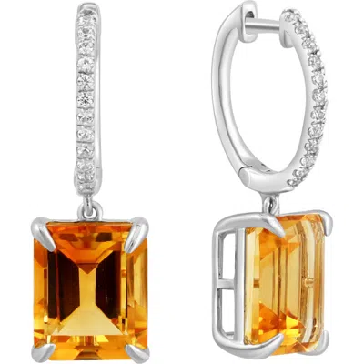 Effy 925 Sterling Silver ,citrine, White Sapphire Earrings