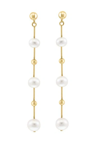 Effy 925 Sterling Silver ,fresh Water Pearl Earrings In Gold