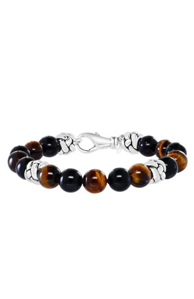 Effy 925 Sterling Silver Midnight Luxe Tiger Eye & Onyx Beaded Bracelet In Black