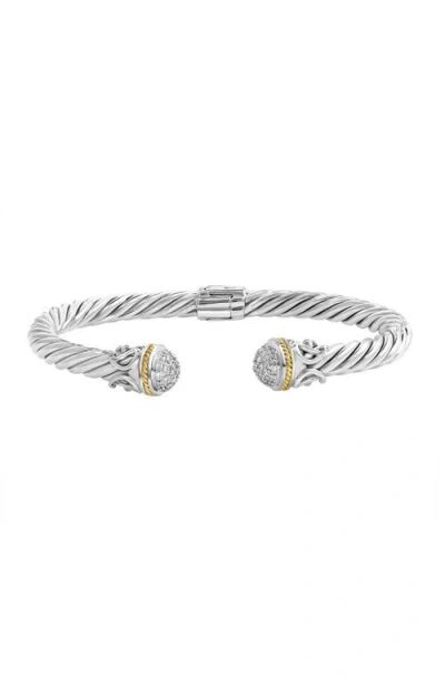 Effy 925 Sterling Silver/18k Yellow Gold Diamond Bangle In Metallic