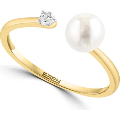 Effy Akoya Pearl & Diamond Open Band Ring In White