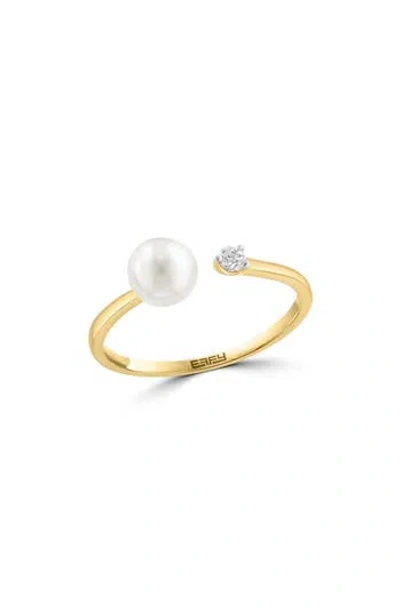 Effy Akoya Pearl & Diamond Split Band Ring In Gold