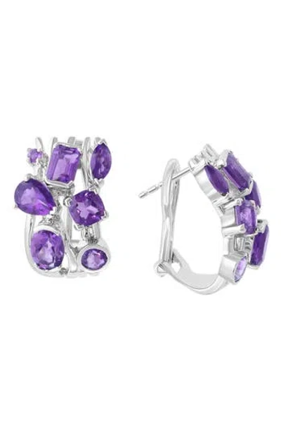 Effy Amethyst Cluster Huggie Hoop Earrings In Purple