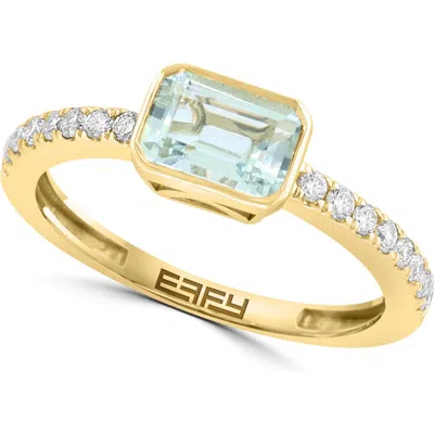 Effy Aquamarine & Diamond Ring In Yellow Gold/blue