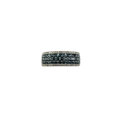 Pre-owned Effy Bella Bleu 14k White Gold Blue And White Diamond Band Size 7 #23003
