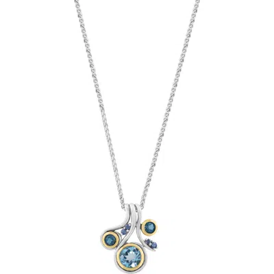 Effy Bezel Set Blue Topaz Cluster Pendant Necklace