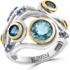 Effy Bezel Set Blue Topaz Cluster Ring In Blue