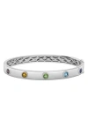 Effy Bezel Set Gemstone Bangle Bracelet In Silver