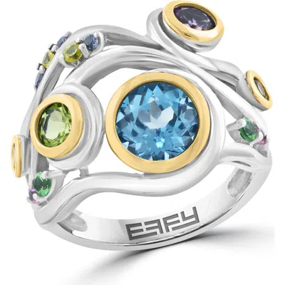 Effy Bezel Set Gemstone Cluster Ring In Blue