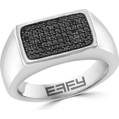Effy Black Diamond Pavé Signet Ring In Sterling Silver