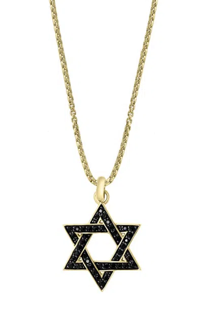 Effy Black Sapphire Star Pendant Necklace In Sterling Silver In Gold