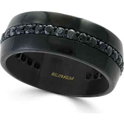 Effy Black Sapphire Textured Band Ring In Sterling Silver