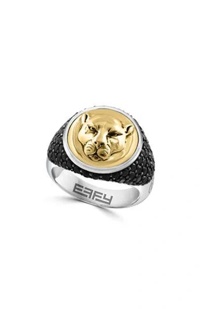 Effy Black Spinel Animal Two-tone Ring
