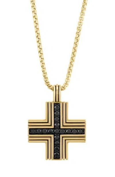 Effy Black Spinel Cross Pendant Necklace In Gold